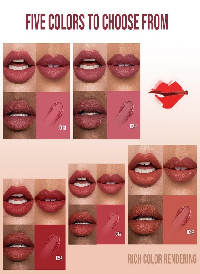 Hxssll Matte Lip Stain – High Pigment Non-Transfer Matte Liquid Lipstick, Long-Lasting Waterproof Smudge-Proof Lip Color, Lightweight Comfortable Velvet Finish Lip Tint 02#（5PCS） - Image 5